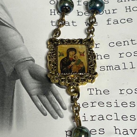 Rosary Beads Prayer Card The 15 Promises of Mary Our Lady of Perpetual Help - Picture 8 of 9